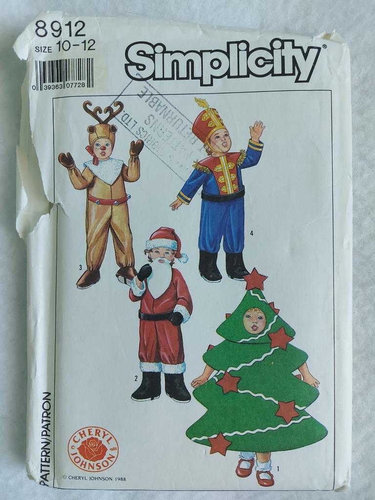Simplicity 8912 Child's Xmas Theme Costume Patterns Sz 6-8 10-12 1988 - Imagen 6 de 6