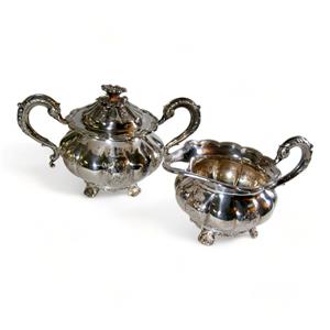 Barker Ellis England Silver Plate Tea Coffee Set Melon