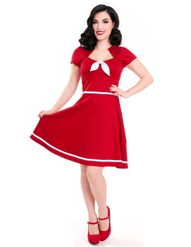 ROCK STEADY***ELLIE SAILOR RED DRESS ***Rockabilly...Retro..Pinup Girl ...