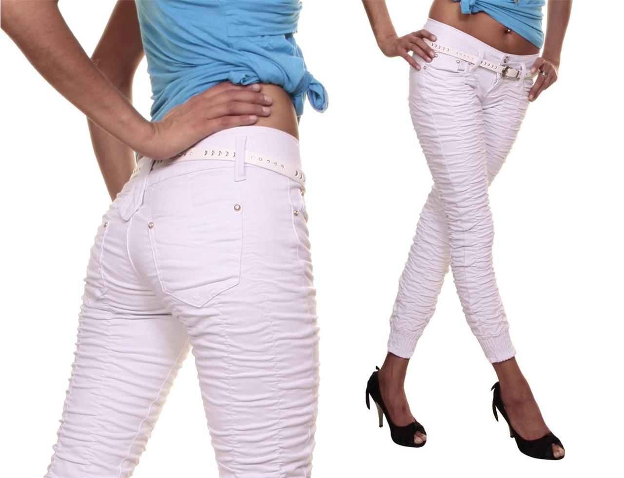 CRAZY AGE RUFFLED SKINNY JEANS+BELT IN UK SIZE 6 8 10 12 14 ,WHITE
