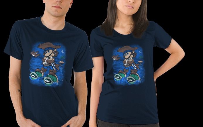 Pirates of Caribbean Mario Jack Sparrow Mashup Crossover RIPT Women Shirt NEW - Picture 2 of 2