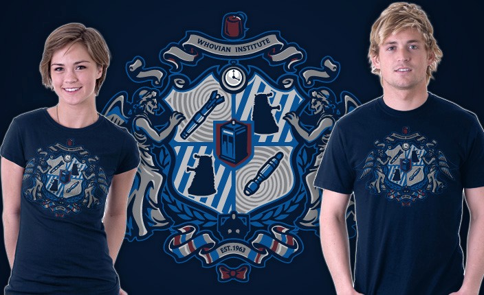 Camicia uomo Doctor Who Tardis Whovian Institute Stemma sigillo satira teefury NUOVA - Foto 2 di 2