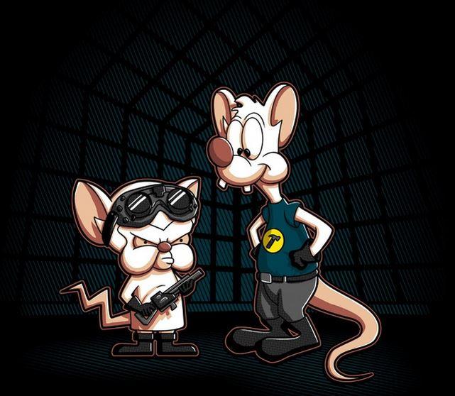 Animaniacs Pinky Brain as Doctor Horrible Sátira Parodia RASGADA Damas Camisa NUEVA - Imagen 2 de 2