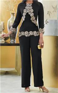 Mother of Bride Groom Occasions Women's Wedding Black 3PC pant suit ...