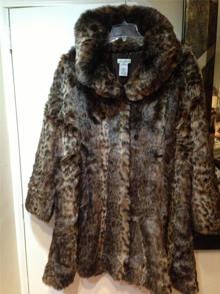 Women's Winter heavy fake faux Fur 3/4 long Coat jacket plus size XL1X ...
