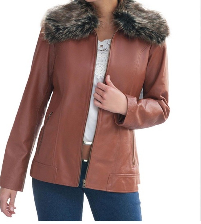 Women's Winter Spring Fall fur100% Genuine Leather jacket coat plus Xl ...