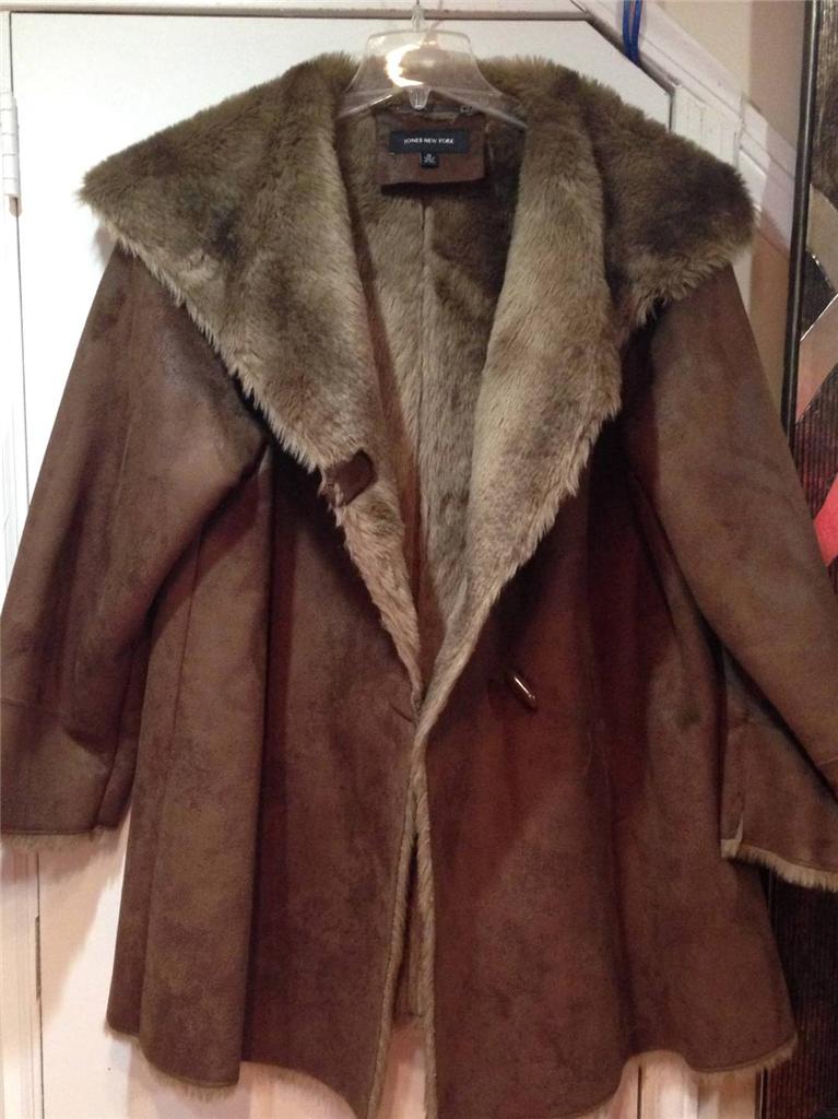 Jones New York Authentic Women's Winter Swing faux Suede coat jacket ...