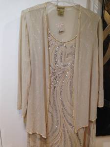 jacket gown beige groom formal bride mother plus dress prom evening 3x 2x piece