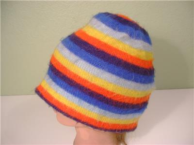 VINTAGE 80S CODEBA KNIT RAINBOW BEANIE SKULL CAP WINTER HAT
