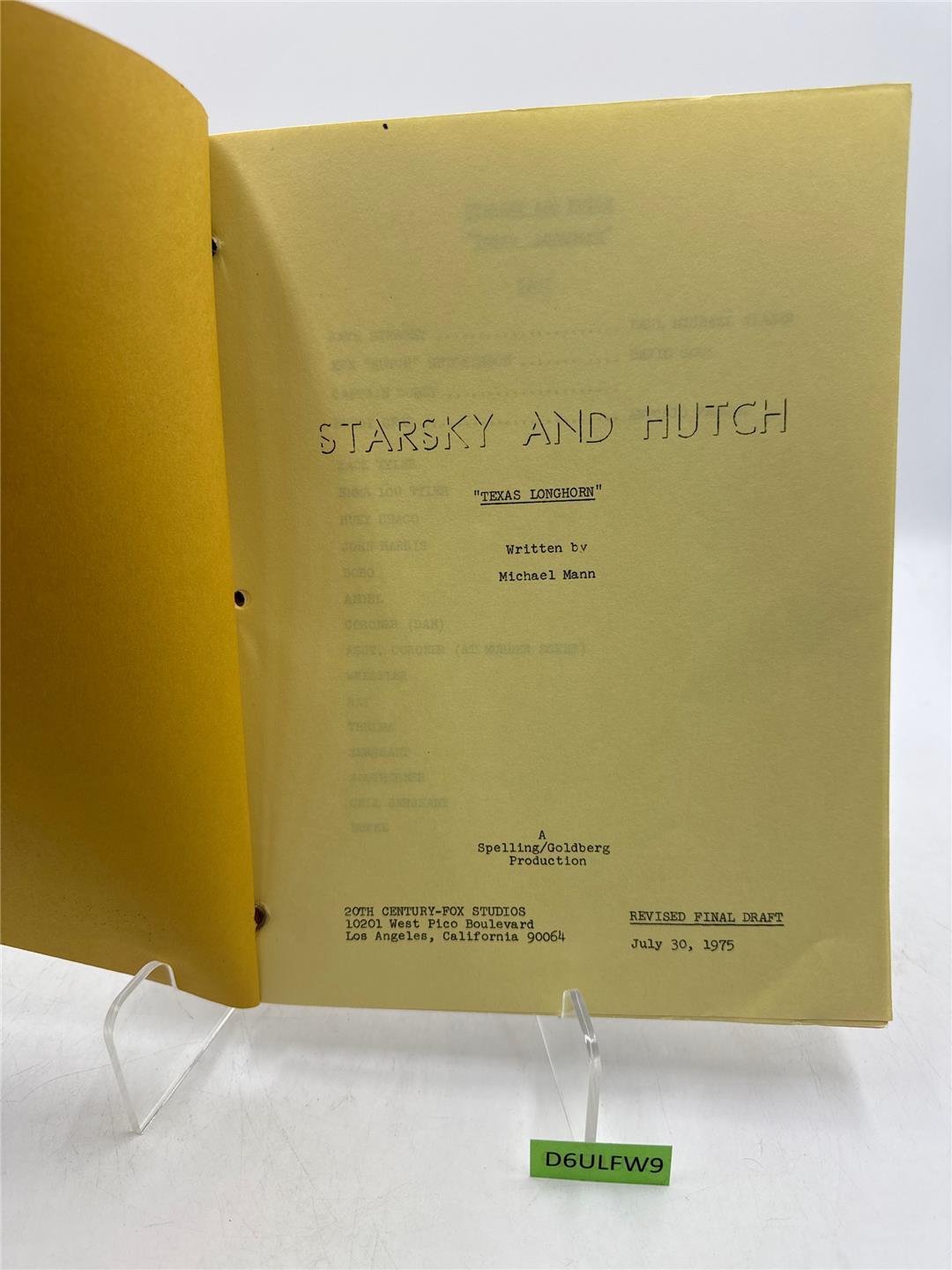 Starsky & Hutch TV Script Texas Longhorn FANCLUB OWNED R. Final Draft July 30,75
