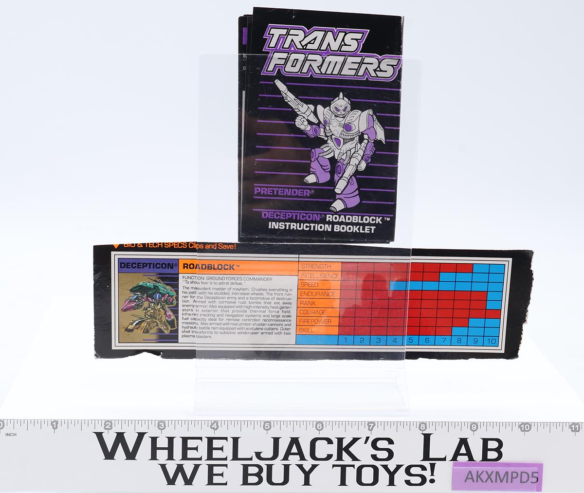 Roadblock Pretender 1989 Vintage G1 Transformers Hasbro Action Figure