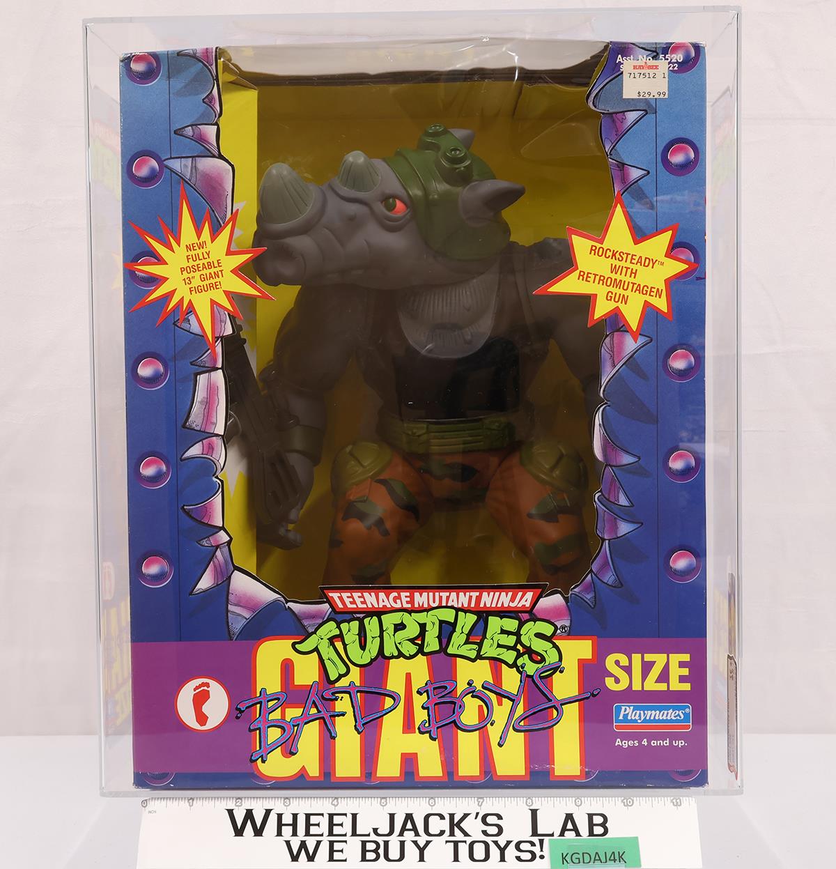 Giant Rocksteady AFA GRADED 75+ 75/75/85 TMNT 1991 Playmates Figure NEW SEALED