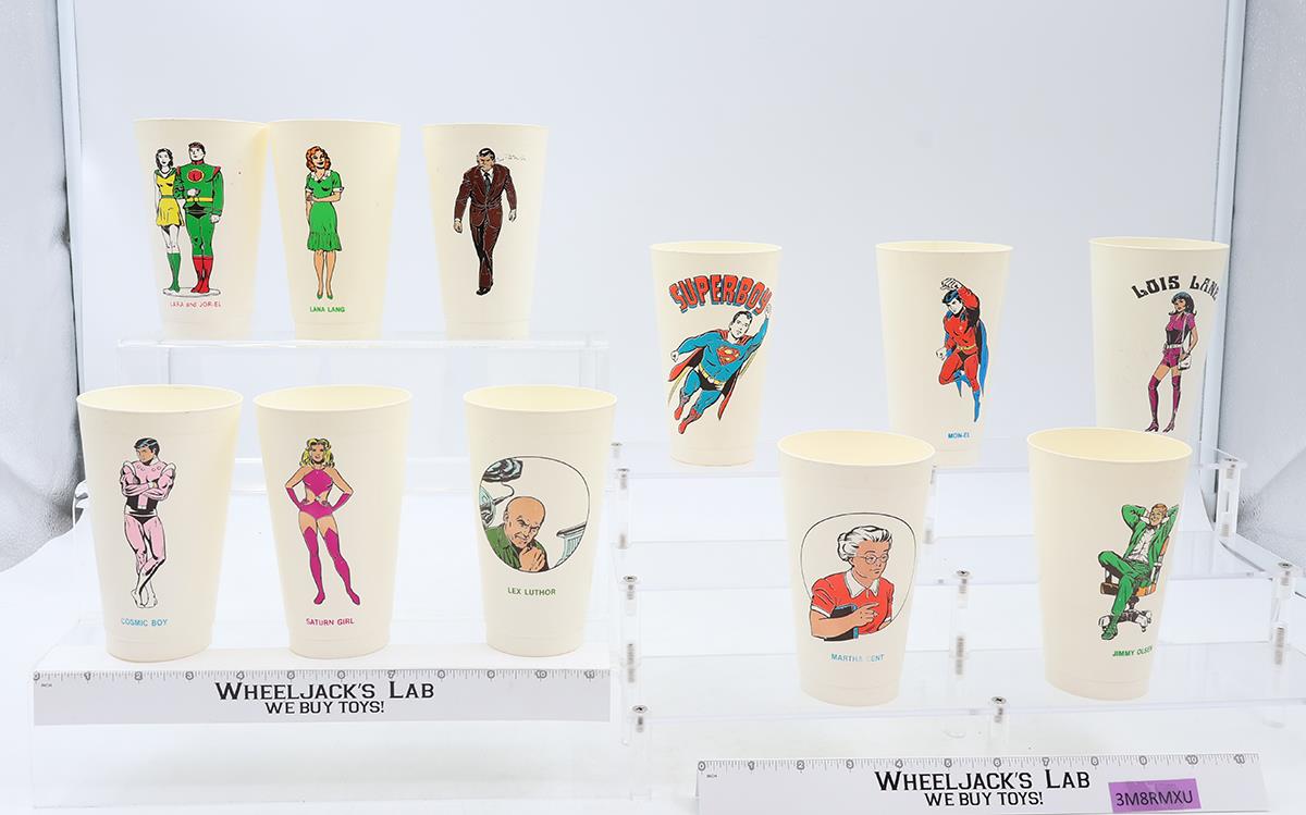Set of 11 DC Comics Super Heroes 1975 7-11 Vintage Plastic Slurpee Cup