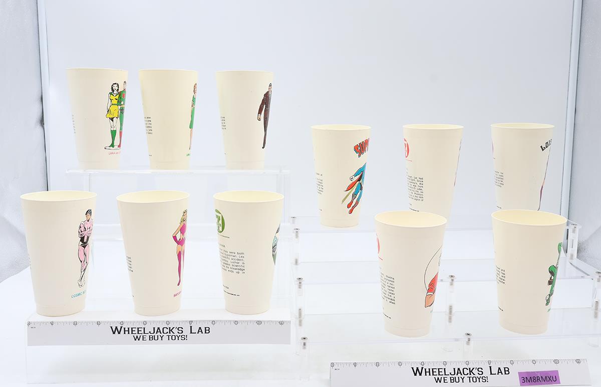 Set of 11 DC Comics Super Heroes 1975 7-11 Vintage Plastic Slurpee Cup