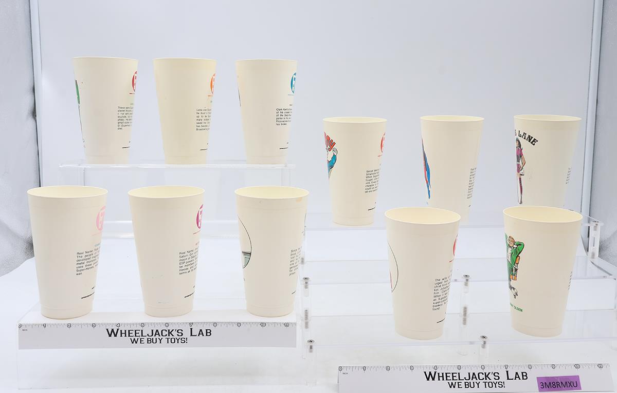 Set of 11 DC Comics Super Heroes 1975 7-11 Vintage Plastic Slurpee Cup