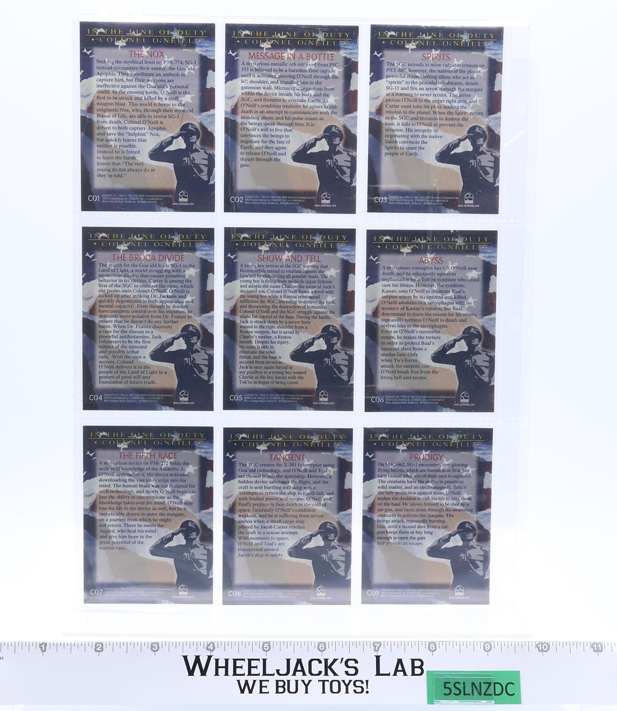 Colonel O'Neill Complete Chase Set 1-9 Stargate In the Line of Duty Rittenhouse