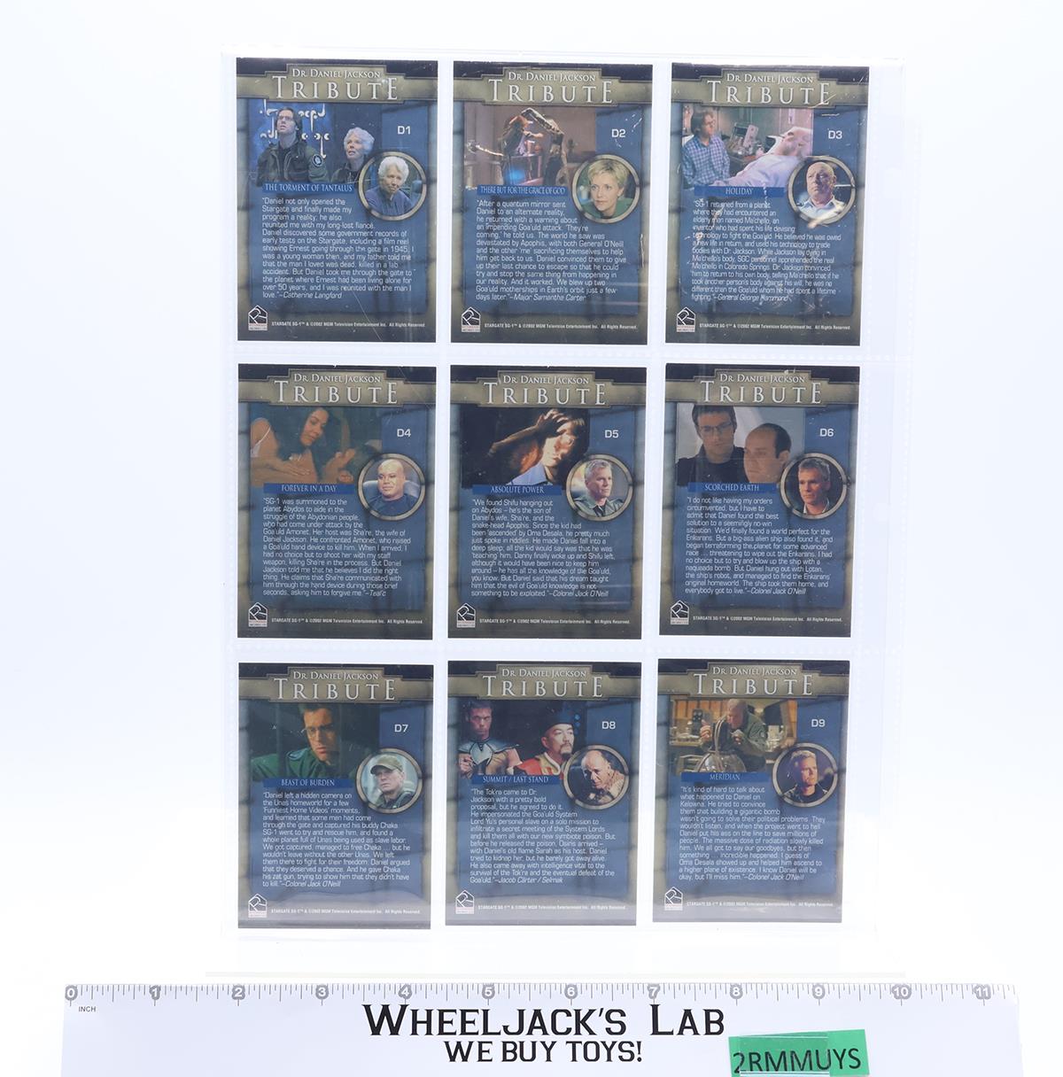 Dr. Daniel Jackson Tribute Complete Chase Set 1-9 Stargate Rittenhouse Cards
