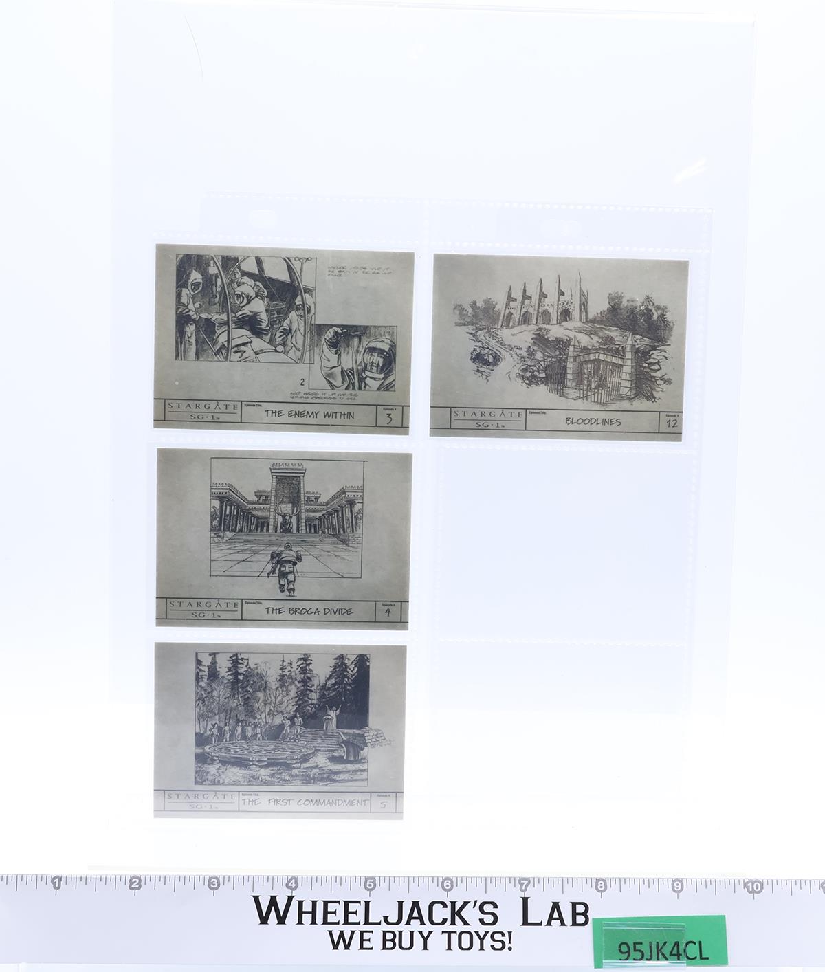 Set of 4 Stargate SG-1 Production Sketches 2002 Rittenhouse Cards #s 3 4 5 12