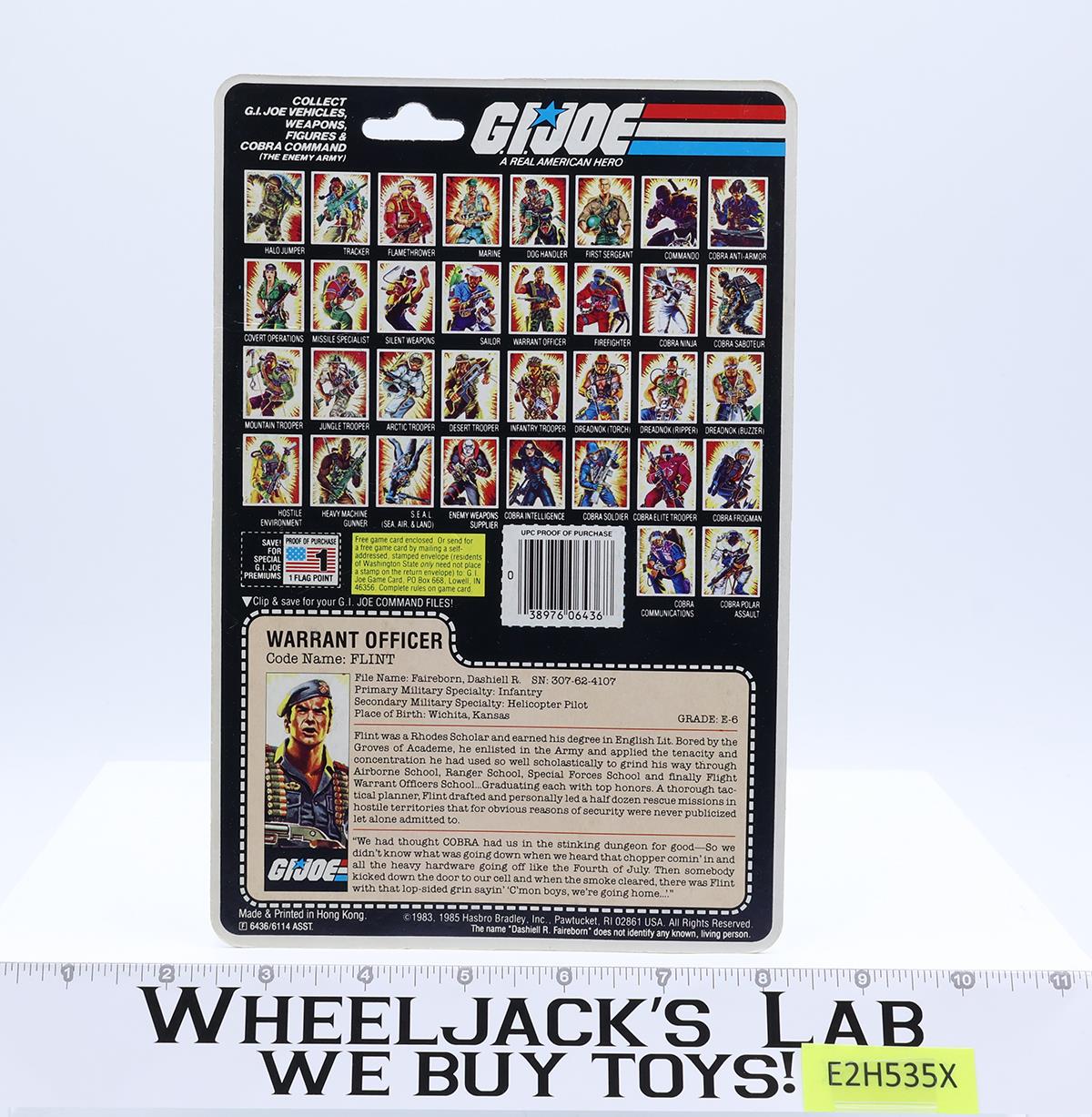 Flint V1 100% Complete W/ 34 Cardback 1985 G.I. Joe Hasbro Vintage Action Figure