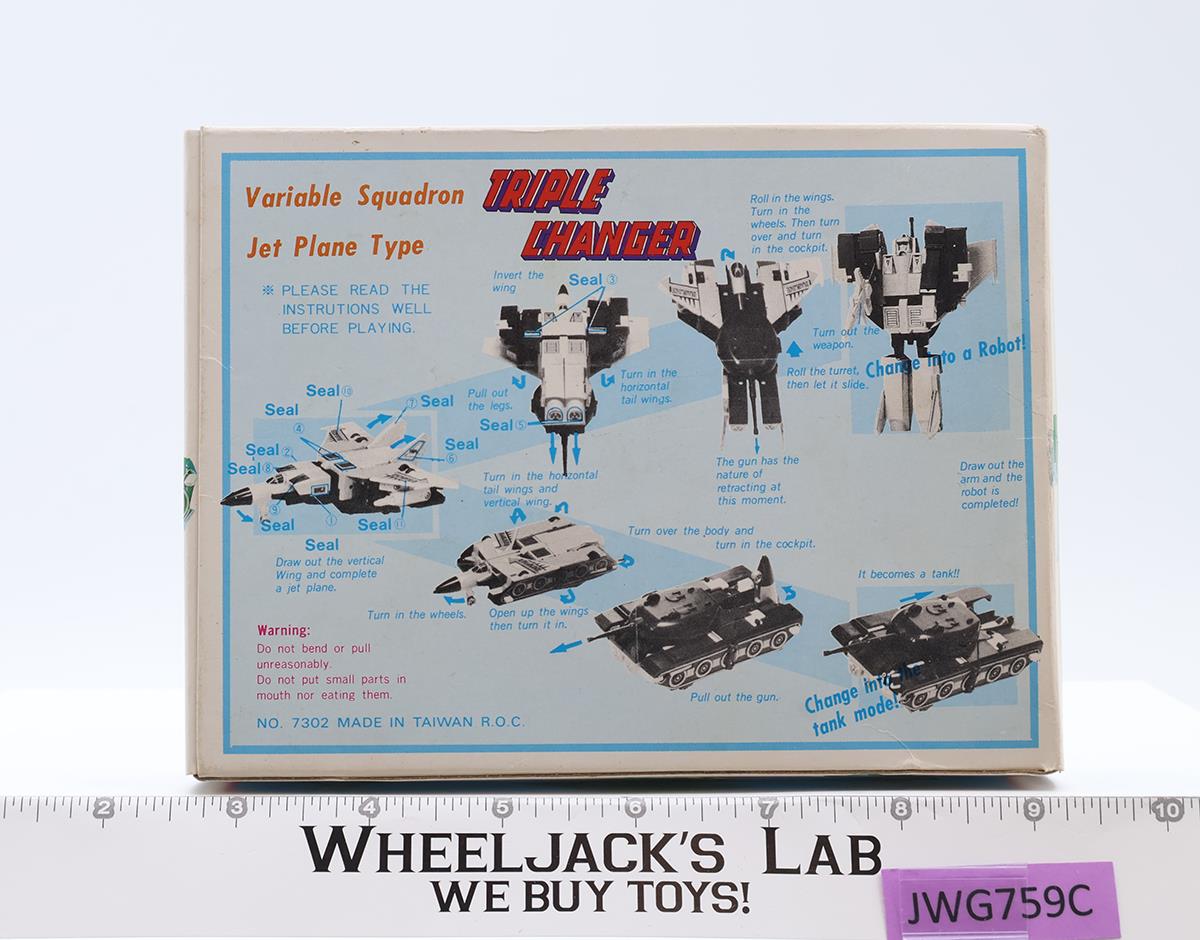 Jet Plane to Tank Triple Changer Vintage Robot Action Figure Made in Taiwan