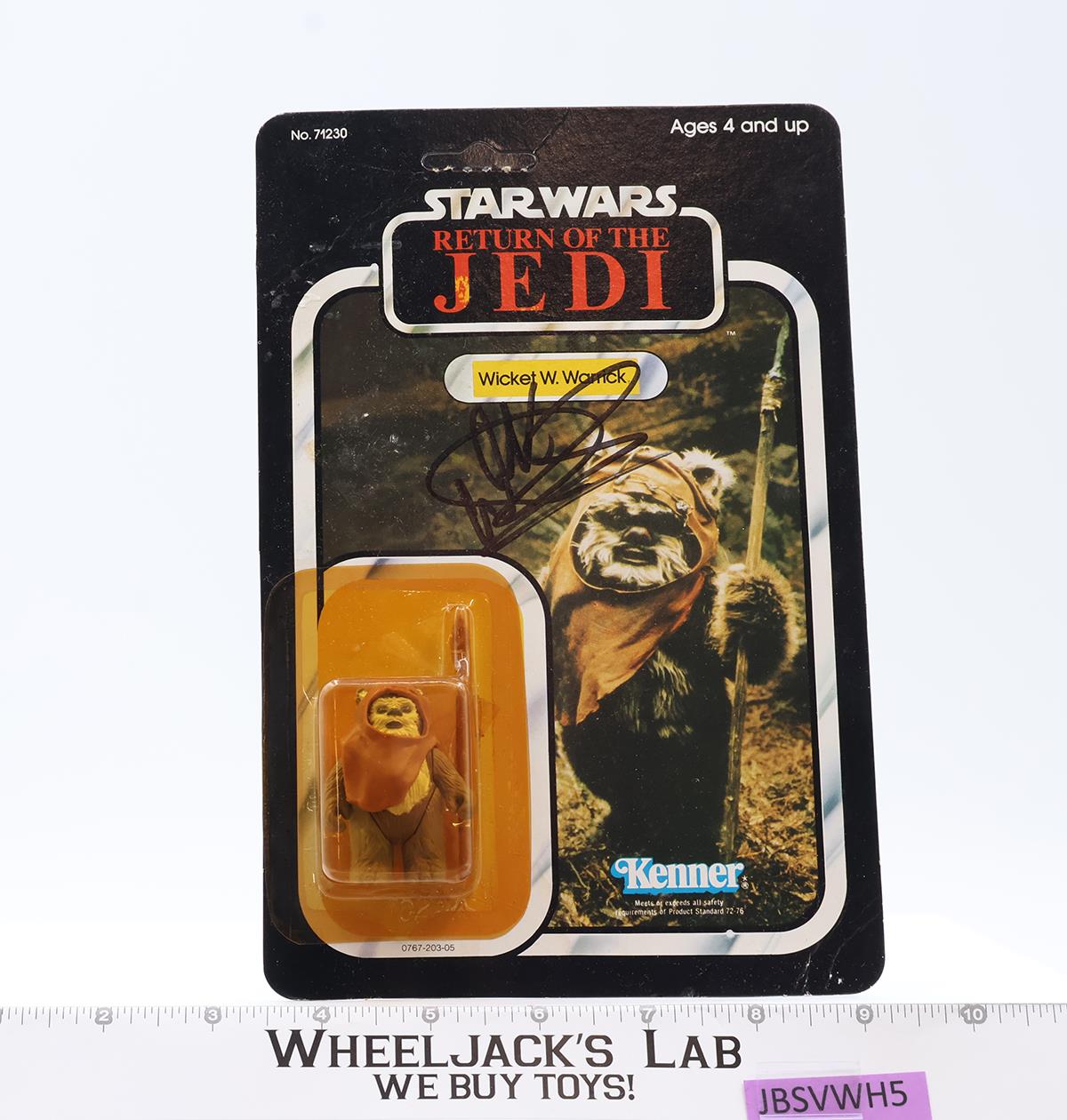 Wicket W. Warrick Ewok AUTOGRAPHED Warwick Davis Star Wars ROTJ Kenner NEW MOSC