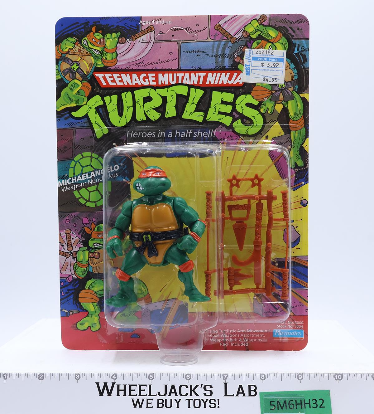 Michaelangelo 10 BACK Teenage Mutant Ninja Turtle 1988 Playmates UNPUNCHED MOSC