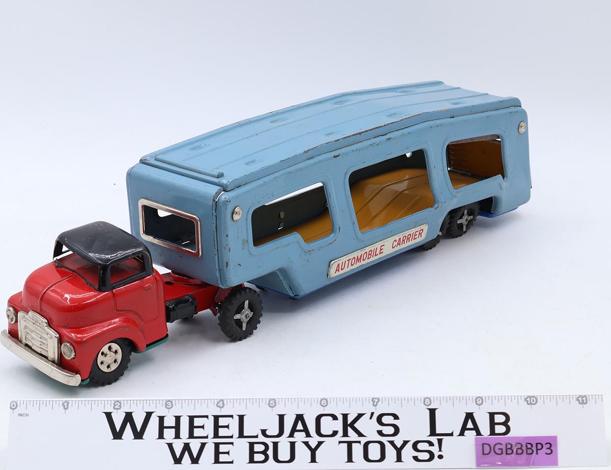 Automobile Carrier Car Hauler Semi Tin Litho Vintage Japan