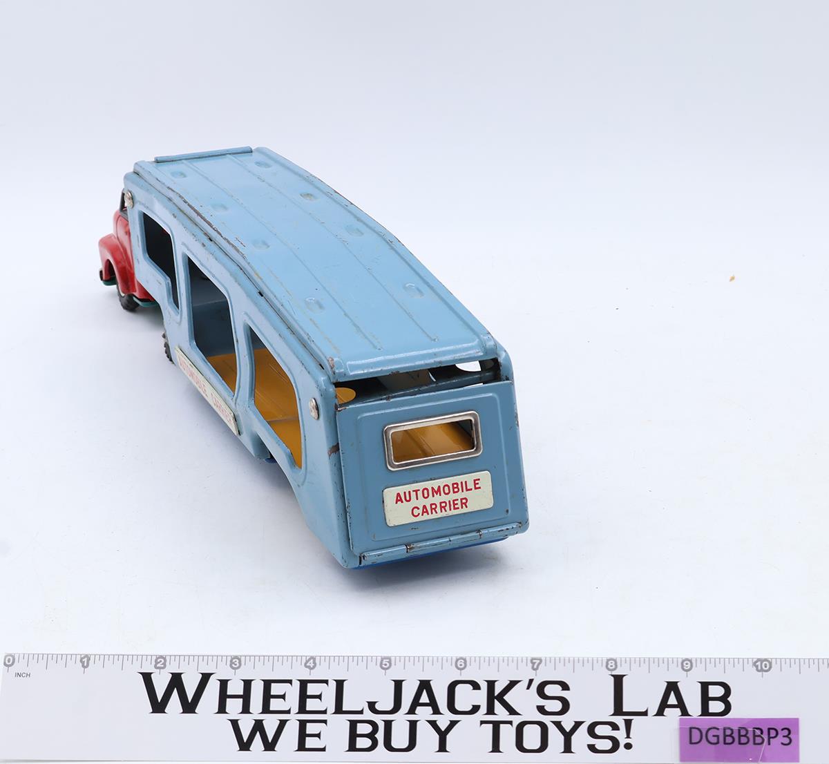 Automobile Carrier Car Hauler Semi Tin Litho Vintage Japan