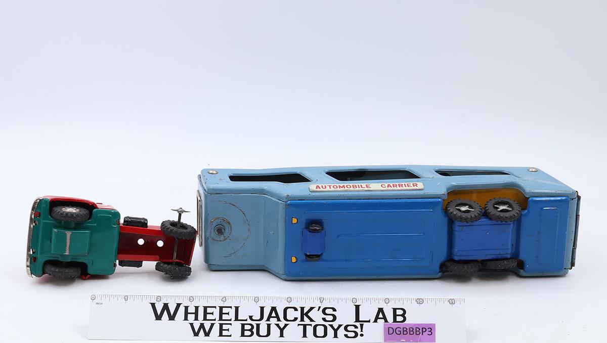 Automobile Carrier Car Hauler Semi Tin Litho Vintage Japan