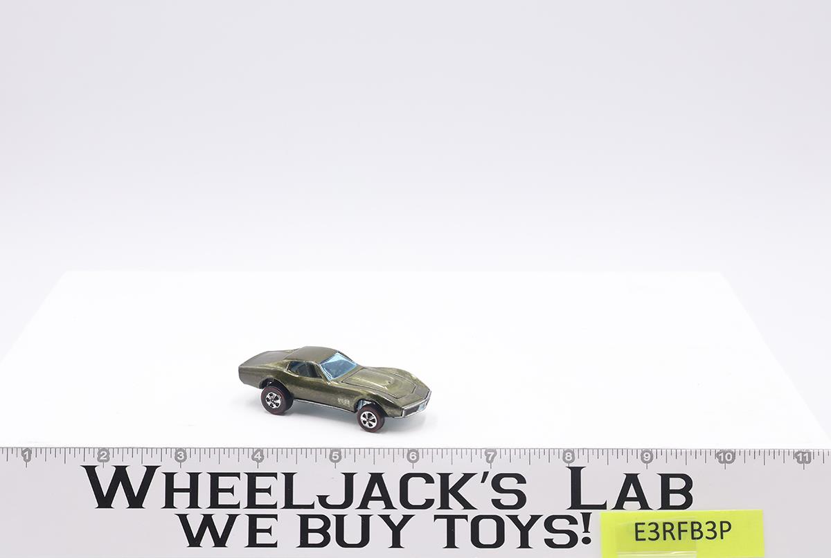 Custom Corvette Olive Green 1968 Mattel Redline Hot Wheels Vintage RL