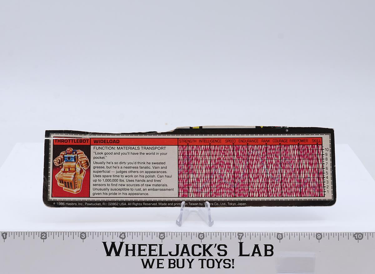 Wideload Action Figure Robot Tech Spec 1987 Vintage Hasbro G1 Transformers