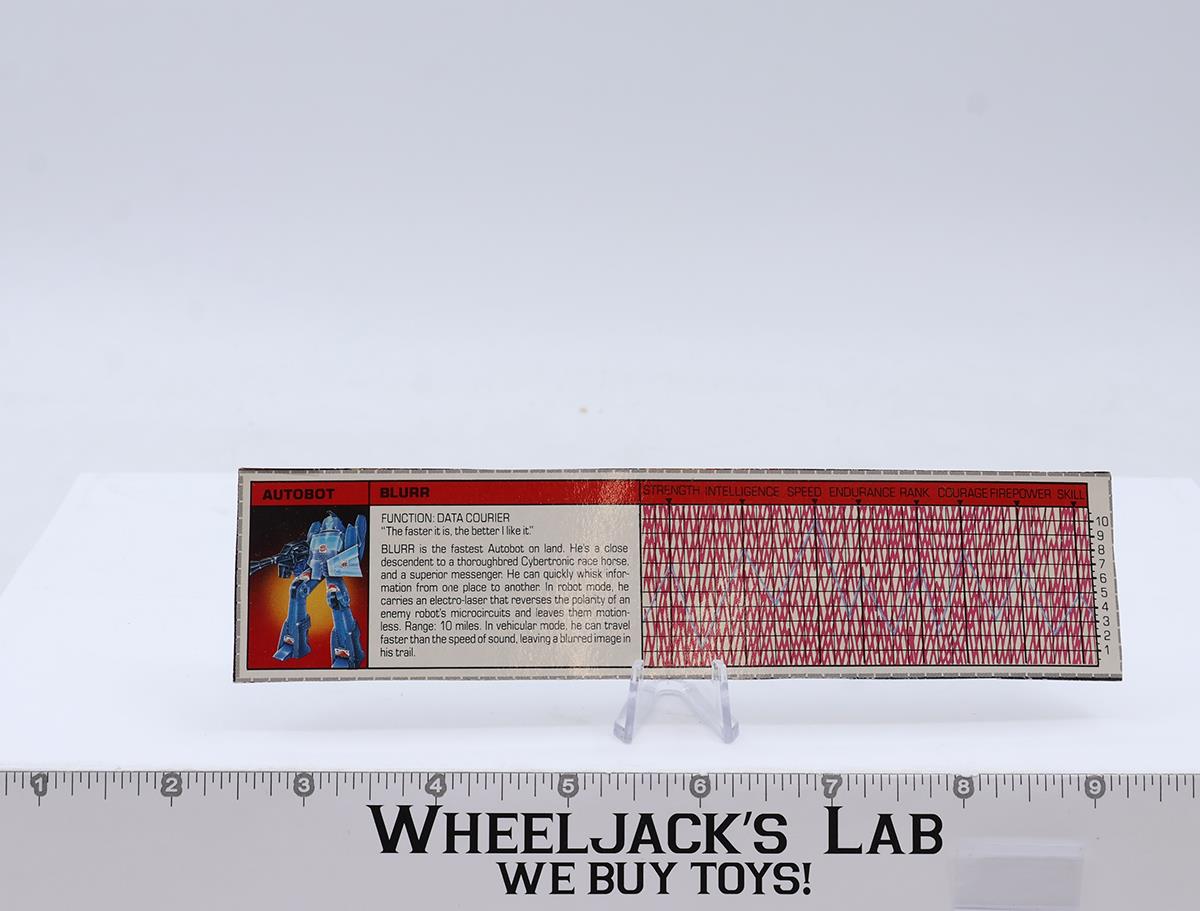 Blurr Action Figure Robot Tech Spec 1986 Vintage Hasbro G1 Transformers