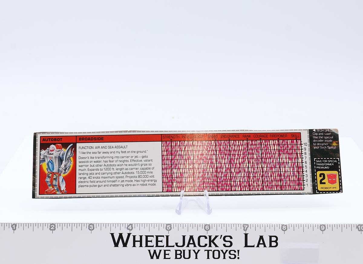 Broadside Action Figure Tech Spec 1986 Vintage Hasbro G1 Transformers