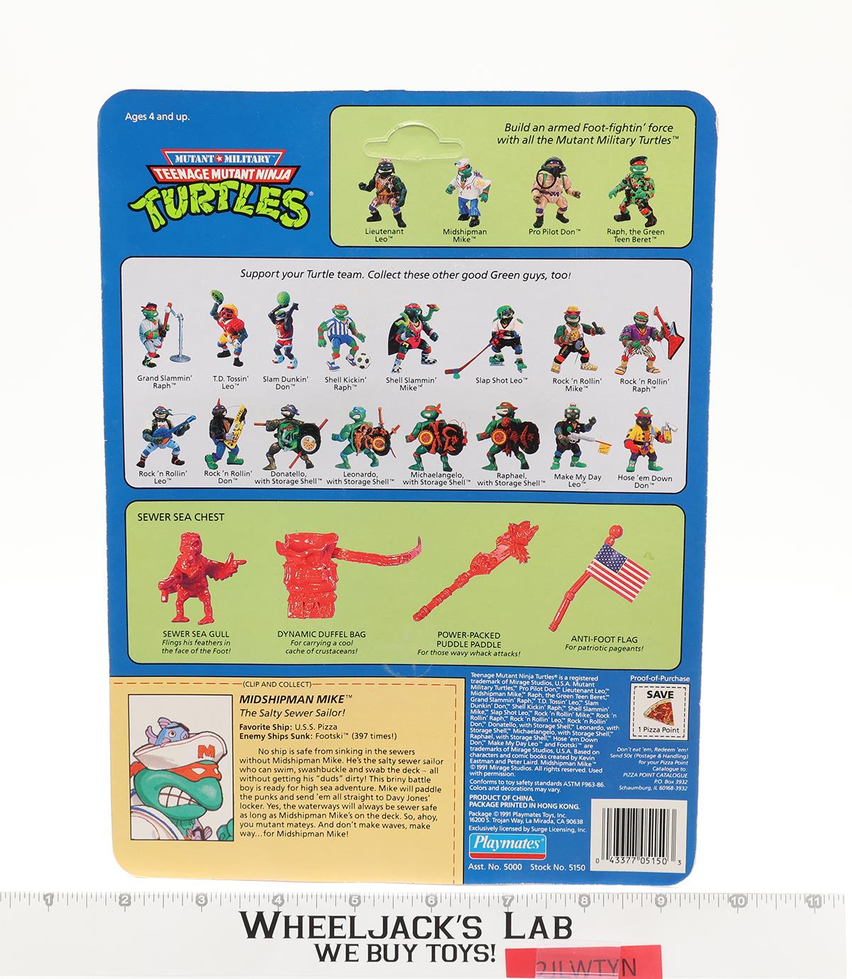 Midshipman Mike Teenage Mutant Ninja Turtles TMNT 1991 Playmates MOSC UNPUNCHED