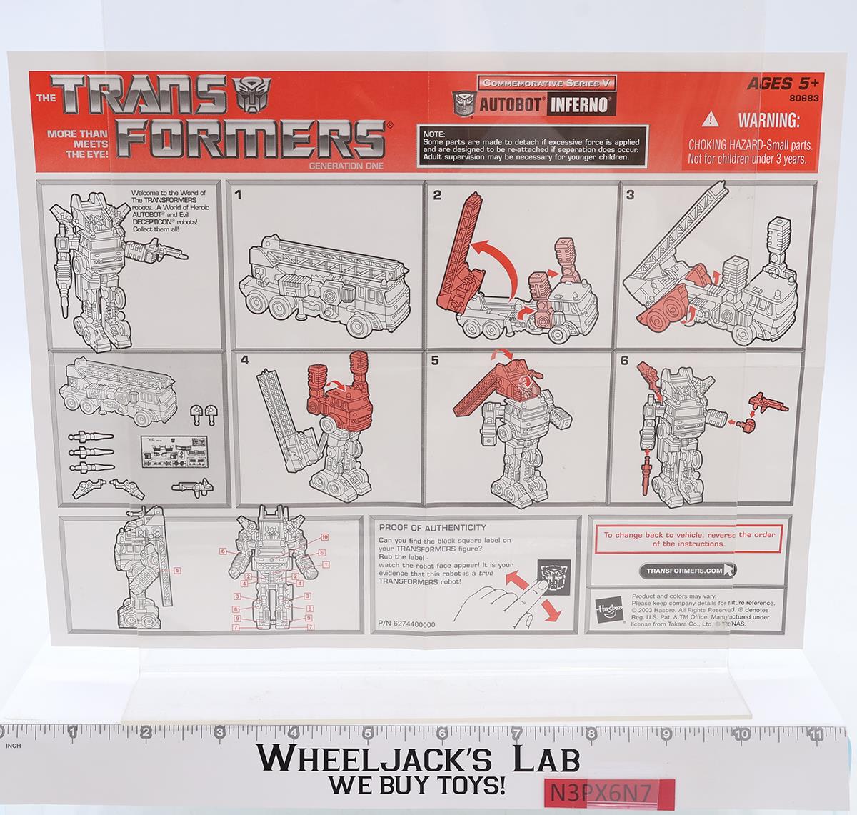 Inferno Commemorative Series V Hasbro Reissue Transformers Action Figure
