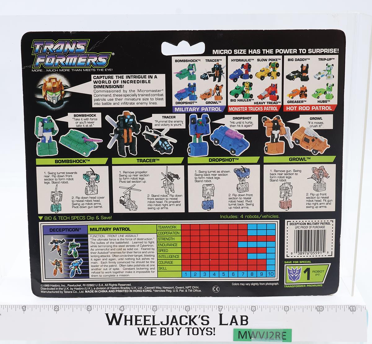Military Patrol W CARDBACK Micromaster Vintage Hasbro 1990 G1 Transformers