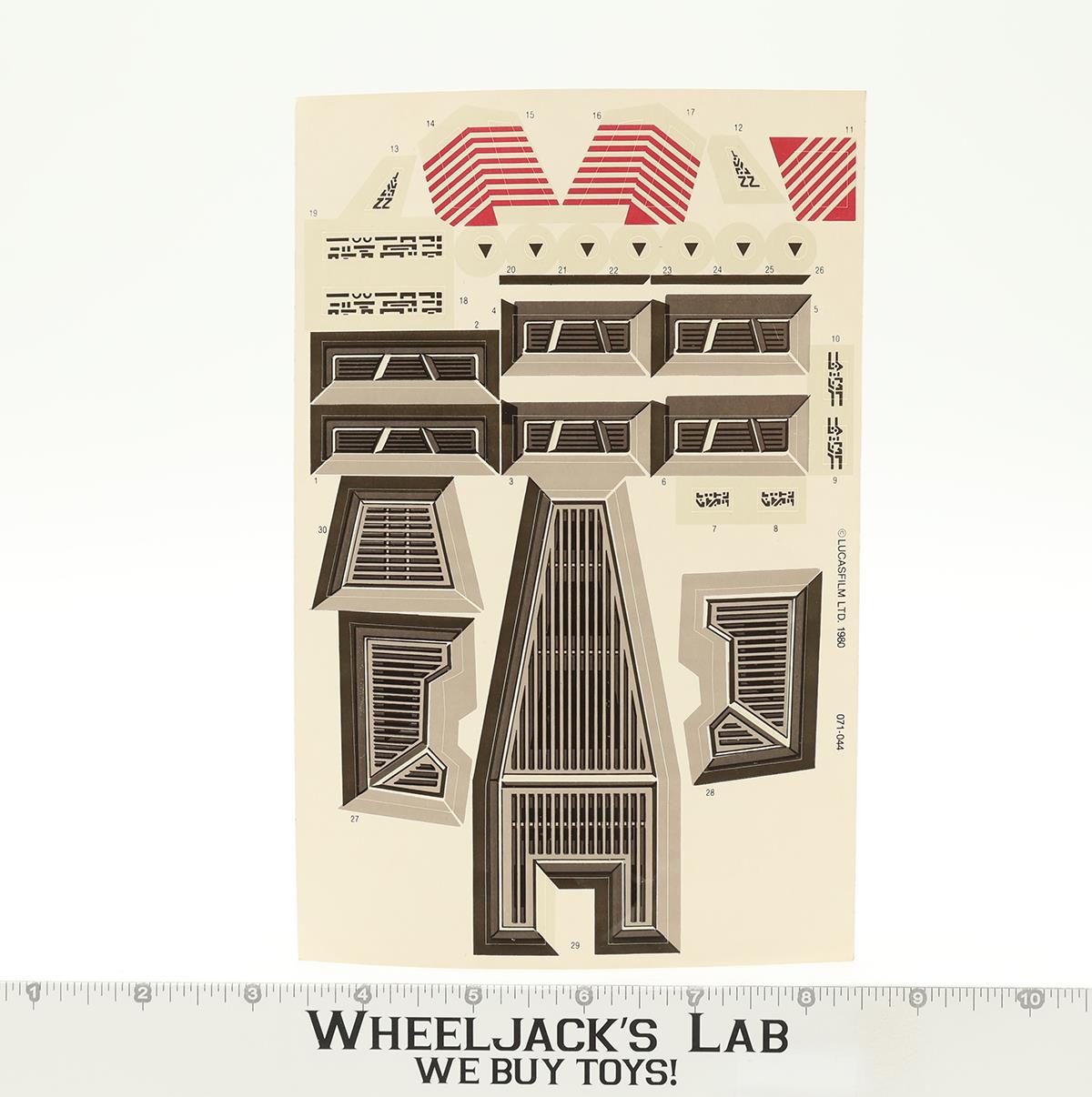 Rebel Armored Snowspeeder UNUSED Sticker Sheet ORIGINAL 1980 Star Wars Kenner