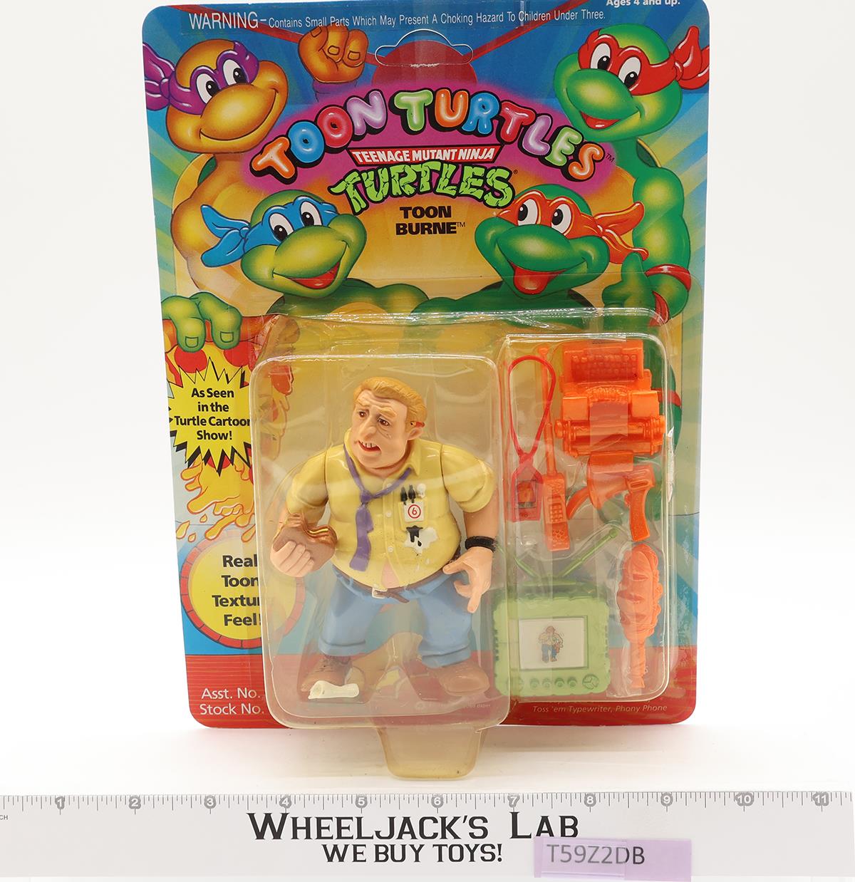 Toon Burne 100% Complete W/ Card TMNT 1993 Playmates Action Figure