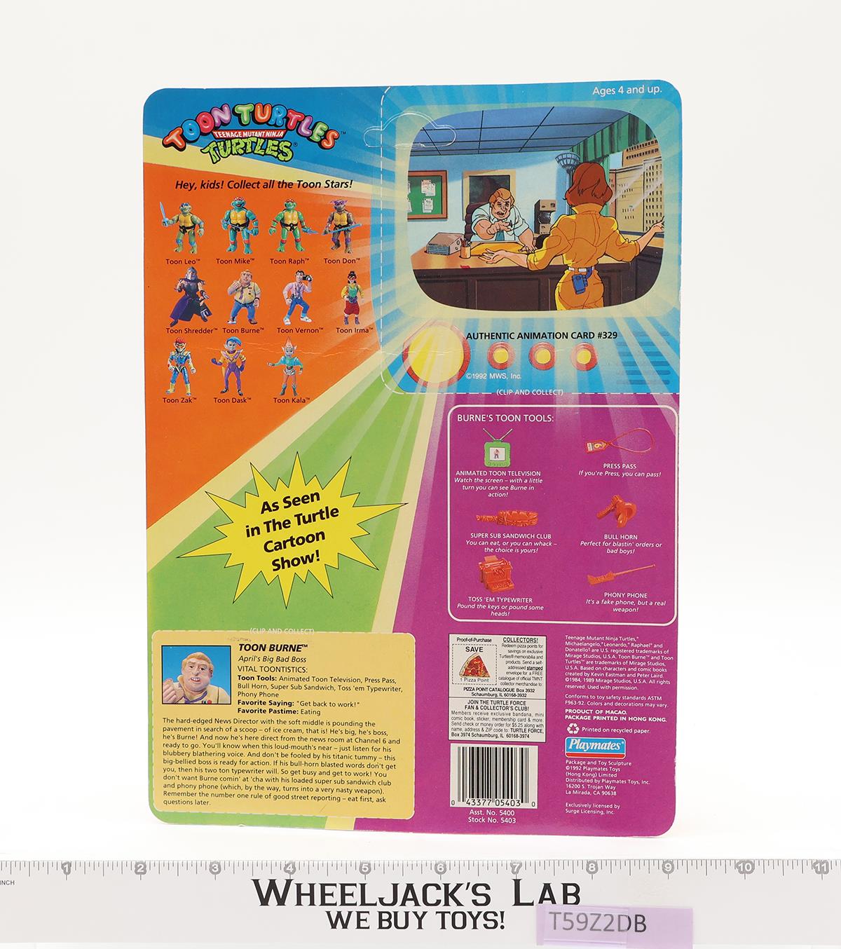 Toon Burne 100% Complete W/ Card TMNT 1993 Playmates Action Figure