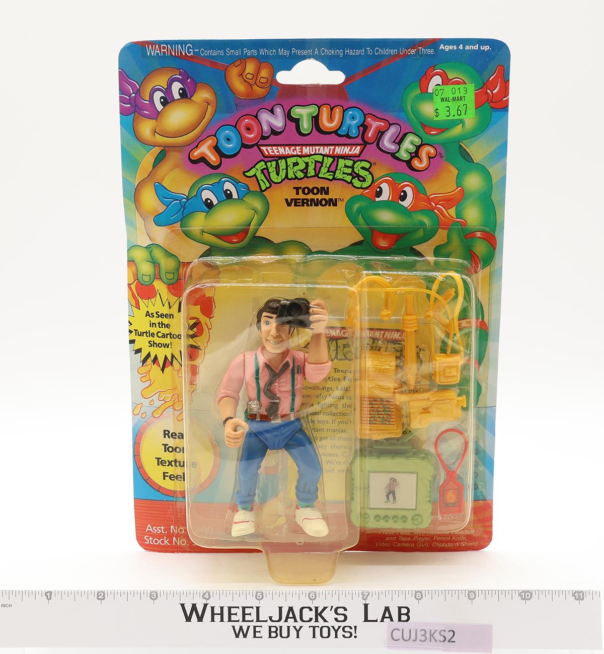 Toon Vernon 100% Complete W/ Card TMNT 1993 Playmates Action Figure