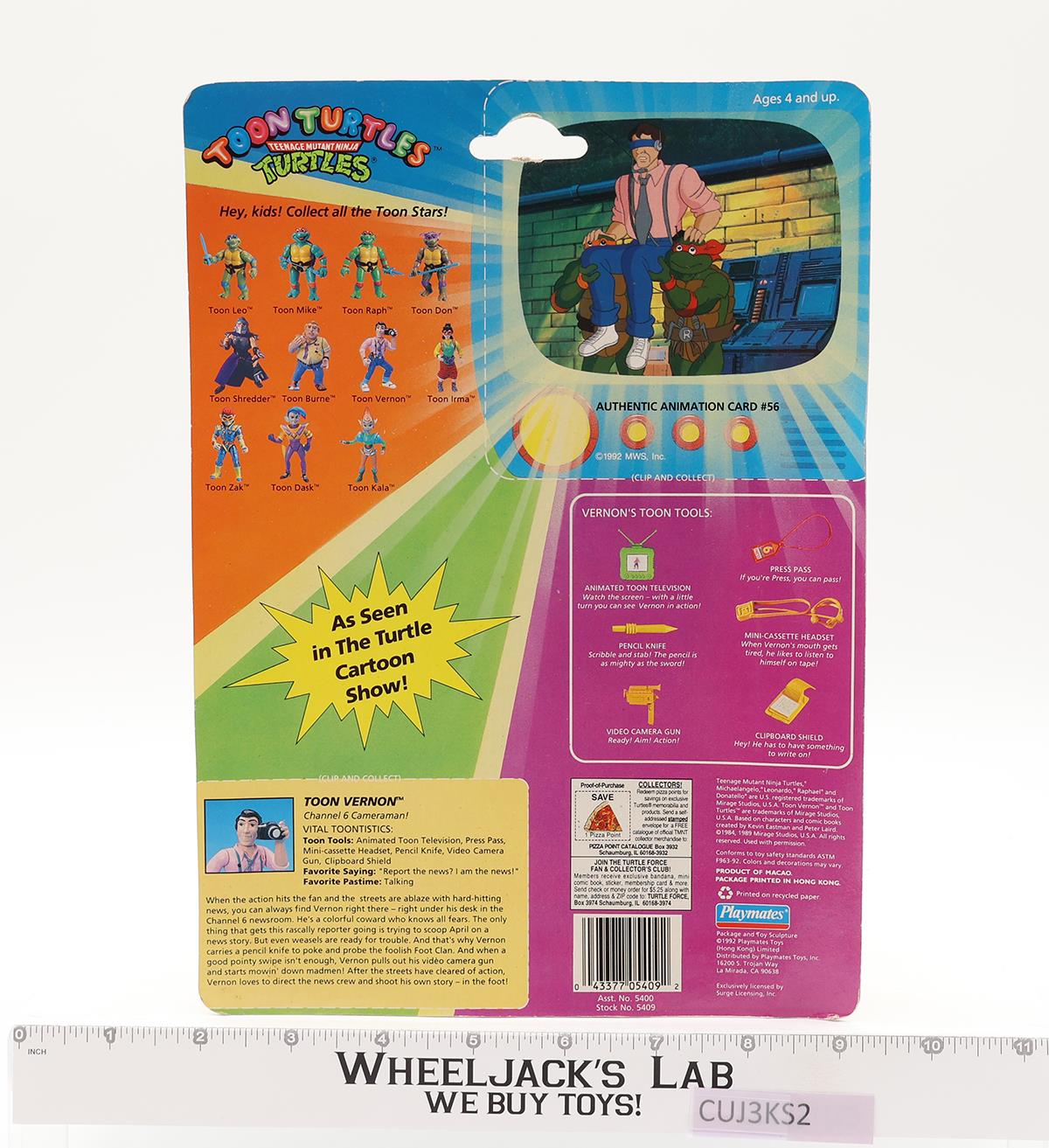 Toon Vernon 100% Complete W/ Card TMNT 1993 Playmates Action Figure