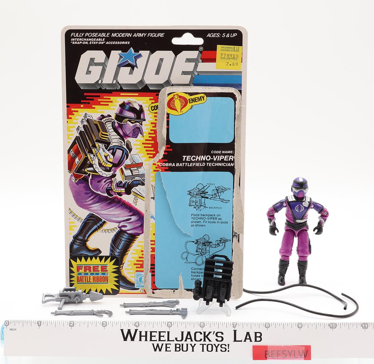 Techno-Viper V1 100% Complete W CARD 1987 GI Joe Hasbro Vintage Action Figure