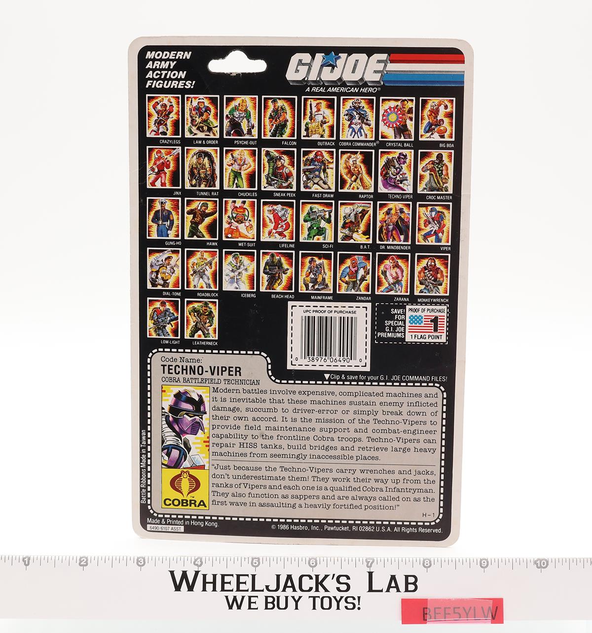 Techno-Viper V1 100% Complete W CARD 1987 GI Joe Hasbro Vintage Action Figure