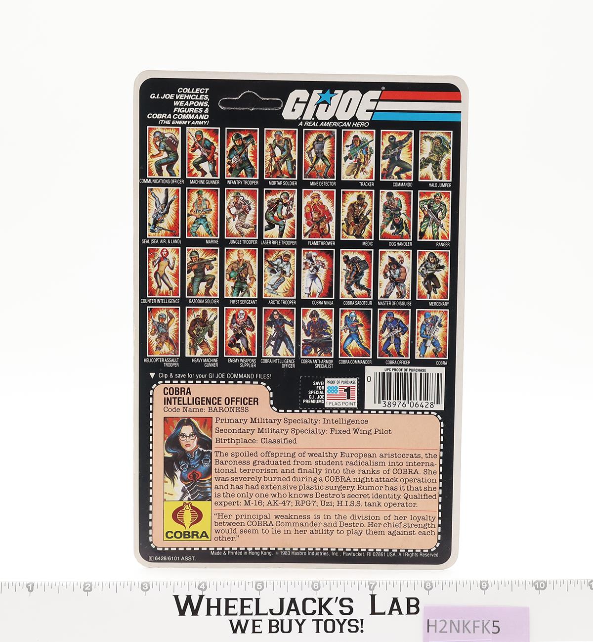 Baroness V1 Complete W/ Cardback & Bubble 1984 G.I. Joe Hasbro Vintage Figure