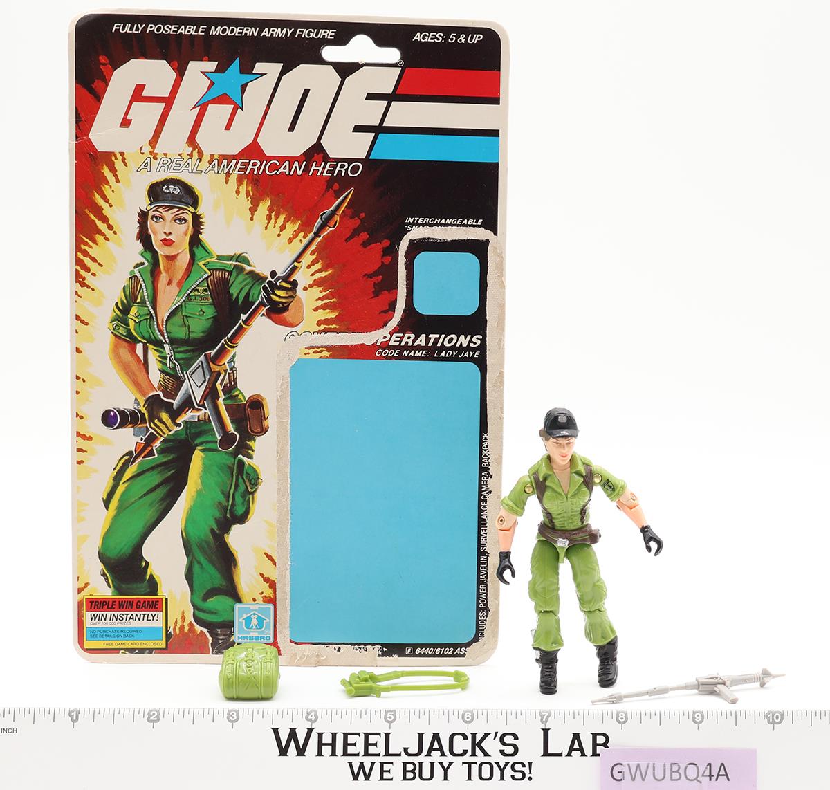 Lady Jaye 100% Complete W/ 34 Card V1 G.I. Joe 1985 Hasbro Vintage Action Figure