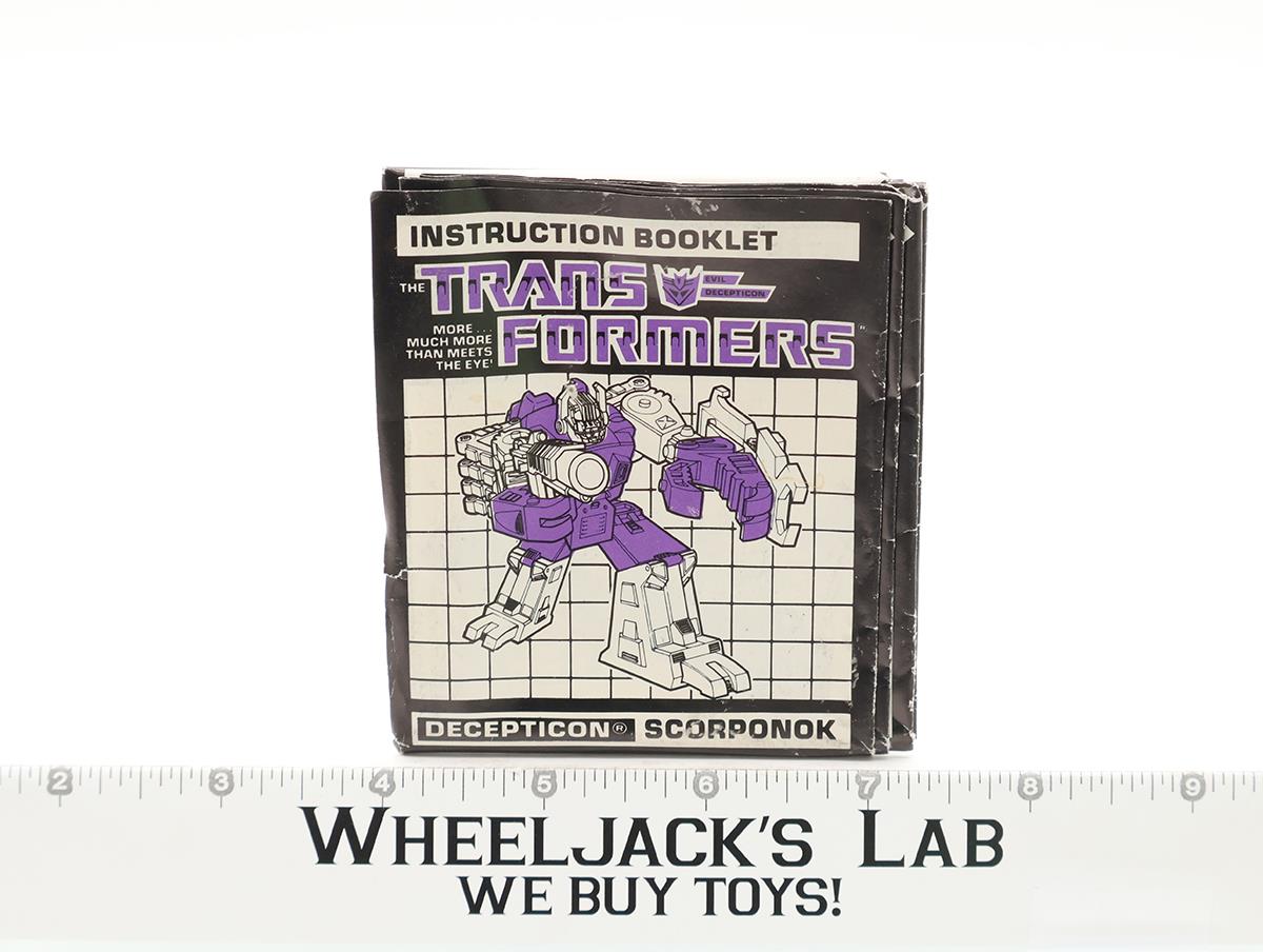 Scorponok Action Figure Instruction Manual Booklet 1987 G1 Transformers