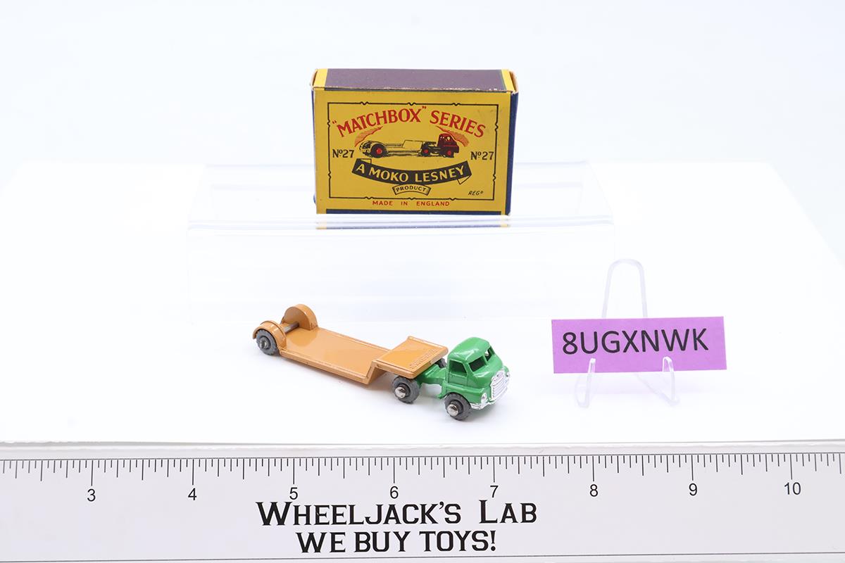 Bedford Lowloader No. 27 MOKO Lesney Matchbox 1958 Green Vintage England w/ Box