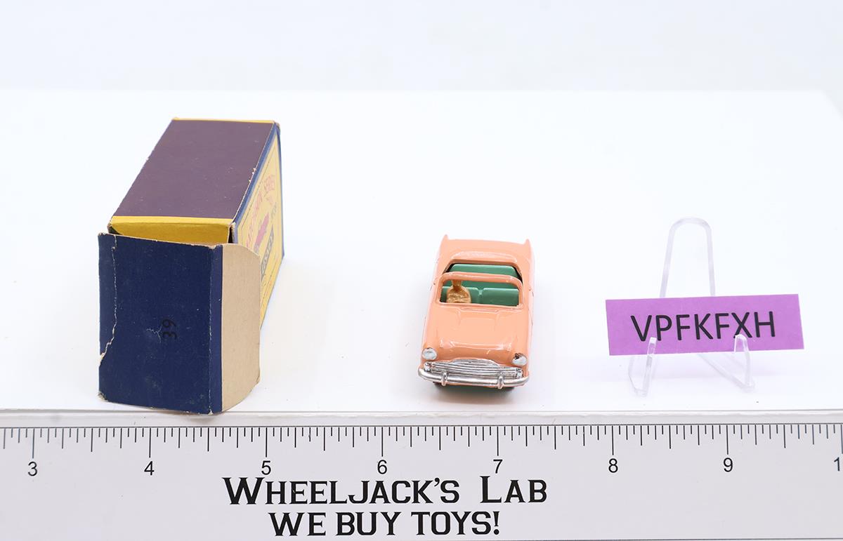 Ford Zodiac Convertible No. 39 MOKO Lesney Matchbox 1957 Peach Vtg England w/Box