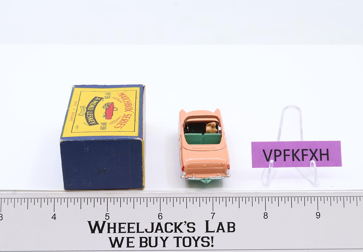 Ford Zodiac Convertible No. 39 MOKO Lesney Matchbox 1957 Peach Vtg England w/Box