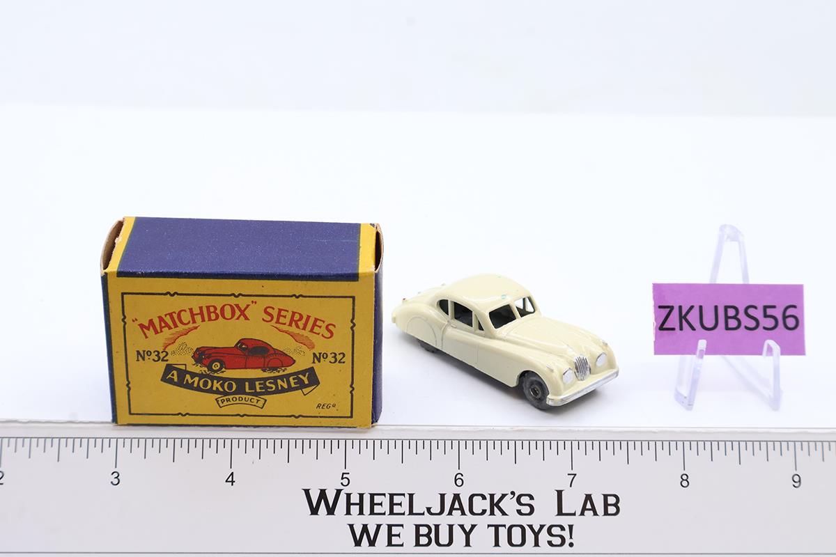 Jaguar XK140 Coupe No. 32 MOKO Lesney Matchbox 1957 CREAM Vtg England w/ Box